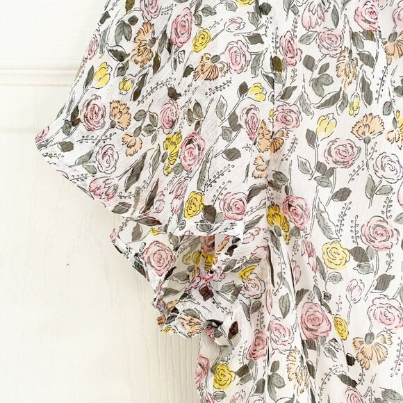 Sam Edelman Ruffle Sleeve Patterned Drape Floral Dress - Picture 14 of 14